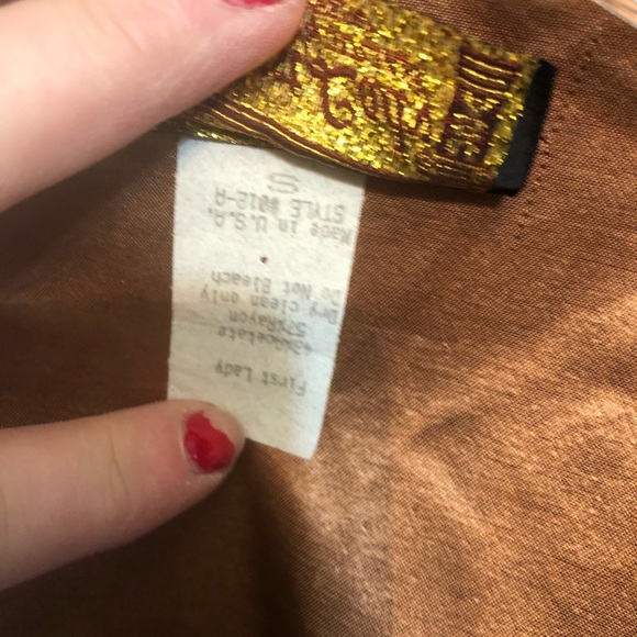 𝅺VINTAGE FIRST LADY  by JACKIE & JULIAN size 10 brown & rust silky jacket duster - Picture 11 of 16